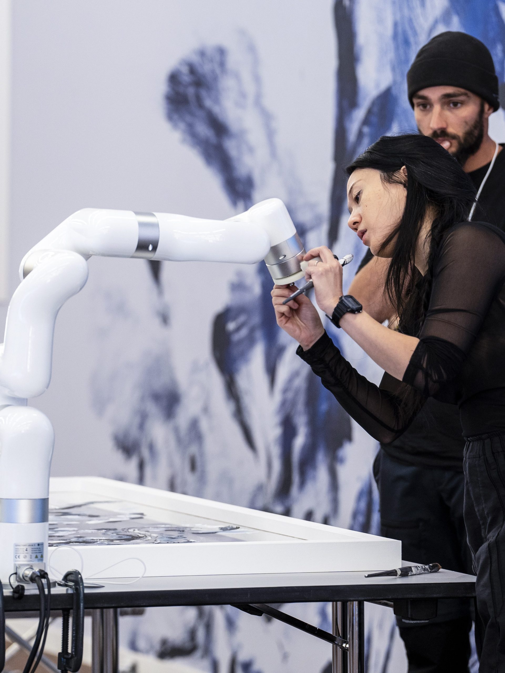 Artist Songwen Chung sets up installation at the World Economic Forum Annual Meeting 2025 in Davos Klosters Switzerland 